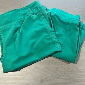 Figs Rafaela Scrub Top and Mandala Jogger Scrubs in Hunter Green